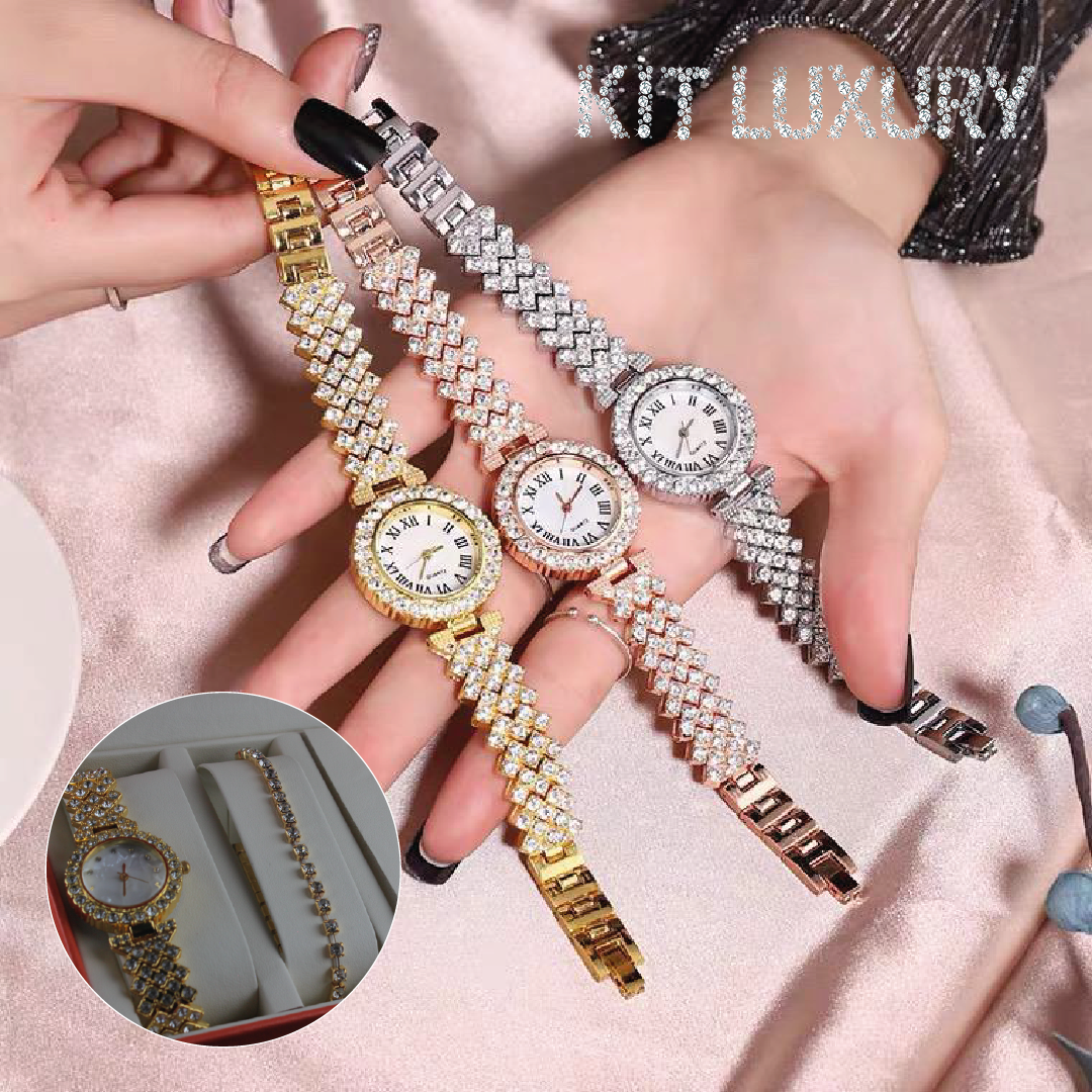 RELOJ LUXURY DAMA - SOFISTICACION CON TOQUE DE REALEZA +REGALOS (SET DE JOYERIA EXCLUSIVO)