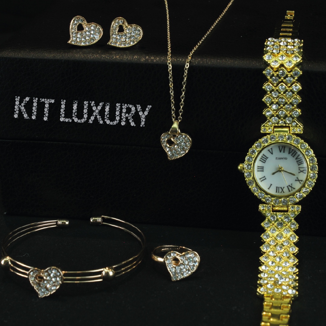 RELOJ LUXURY DAMA DORADO - SOFISTICACION CON TOQUE DE REALEZA +REGALOS (SET DE JOYERIA EXCLUSIVO)