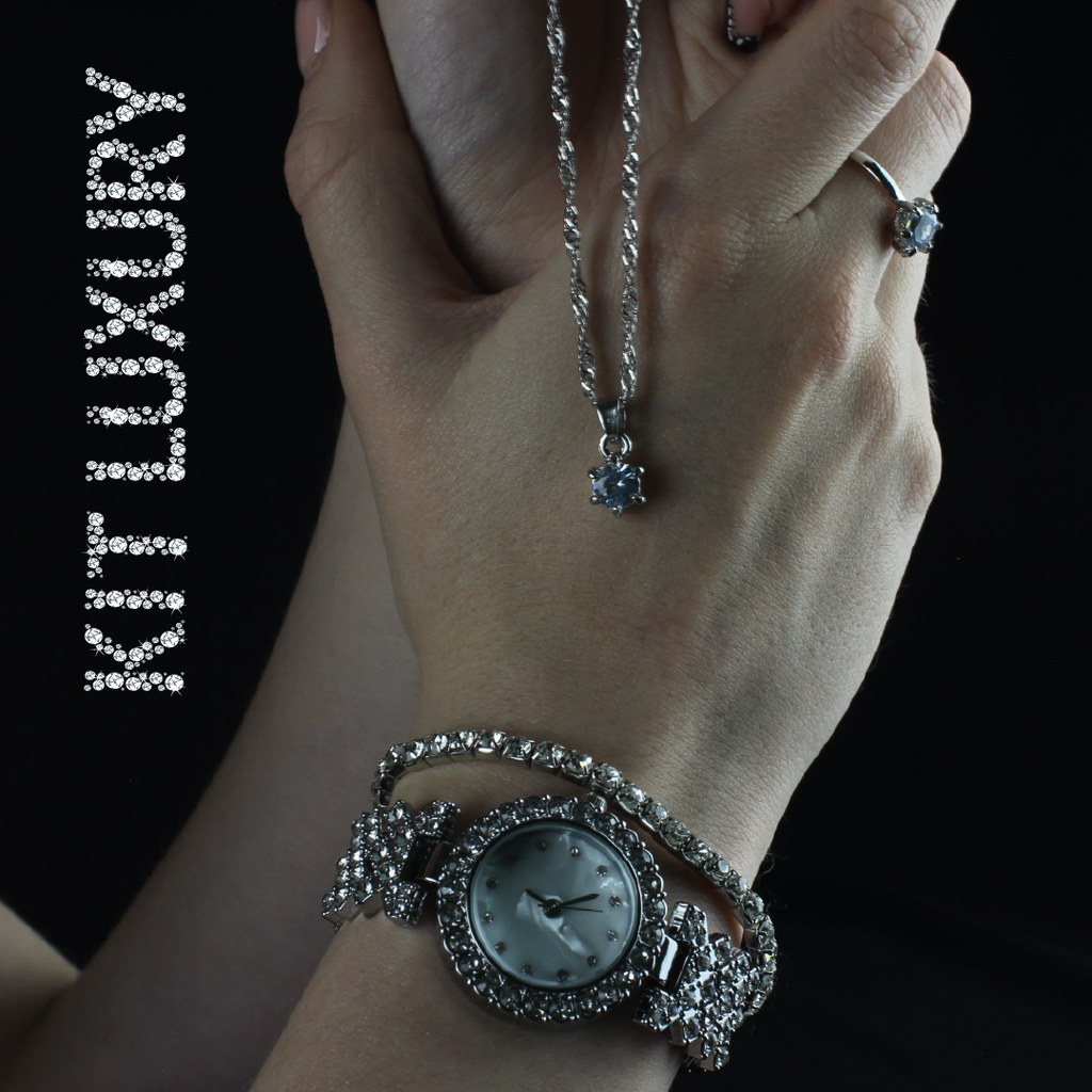 RELOJ LUXURY DAMA PLATEADO - SOFISTICACION CON TOQUE DE REALEZA +REGALOS (SET DE JOYERIA EXCLUSIVO)