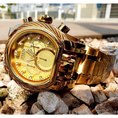 RELOJ INVICTA ZEUS GUAYA DORADO - PODER Y PRECISION
